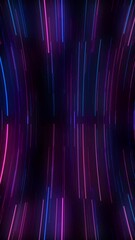 Wall Mural - vertical video - trendy pink and blue glowing neon lines cyberpunk technology motion background.