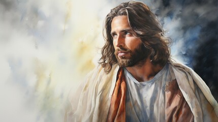 Wall Mural - jesus christ wallpaper abstract watercolor