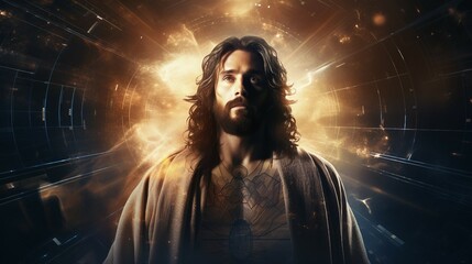 Wall Mural - jesus christ wallpaper abstract technology futuristic