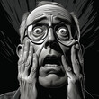 © Blackbird - portrait illustration of a very shocked, surprised and worried man