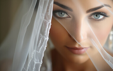 Wall Mural - A bride getting ready in a dressing room