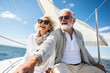 © AI_images - Relaxed of senior couple sailing luxury yacht