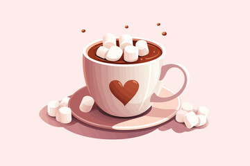 Wall Mural - Hot Cocoa Marshmallows vector flat isolated vector style illustration