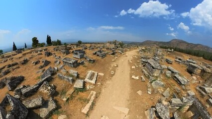 Wall Mural - The Necropolis of Hierapolis, located in Turkey, is an extensive archaeological site featuring a captivating array of ancient tombs, mausoleums, and monumental gravestones.