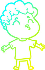 cold gradient line drawing of a cartoon man pouting