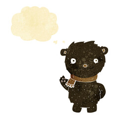 cartoon cute black bear with thought bubble