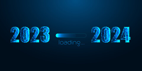 Wall Mural - Futuristic Loading from 2023 to 2024 business web banner on dark blue. Planning, New Year golas