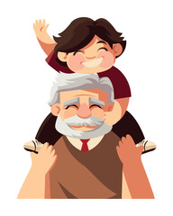 Wall Mural - grandparents day grandpa and boy