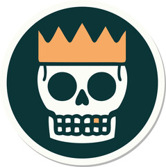 sticker of tattoo in traditional style of a skull and crown