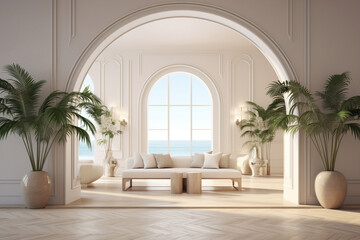 Poster - View architecture sea white design tropical interior