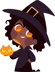 Sticker - halloween witch and cat