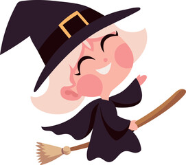 Sticker - halloween witch on a broom