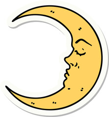 Wall Mural - sticker of tattoo in traditional style of a crescent moon