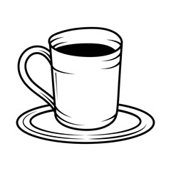 Canvas Print - coffee cup draw front view