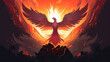 © Justlight - A characters resilience is symbolized by a phoenix rising from the ashes, representing the ability to bounce back from adversity and overcome challenges. Psychology art