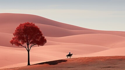 Wall Mural - A vibrant landscape in purple and orange colors, with unusual rock formations. Generative AI. 