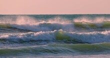 Waves Rolling Toward Beach Sea Shore, Beautiful Surfing Wave In The Ocean 4K Video