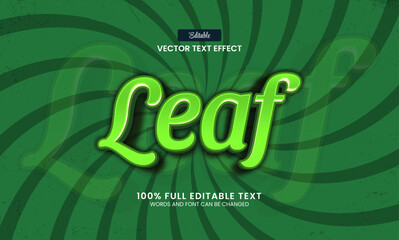 Poster - Design editable text effect, Leaf 3d vector illustration