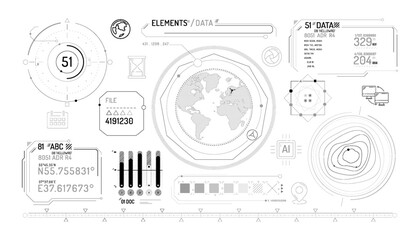Wall Mural - set of infographic elements about geolocation and data exchange.