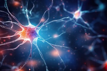 neuron cells neural network under microscope neuro research science brain signal information backgro