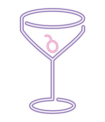 Canvas Print - neon cocktail drink glowing icon