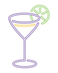 Canvas Print - neon cocktail with lemon icon