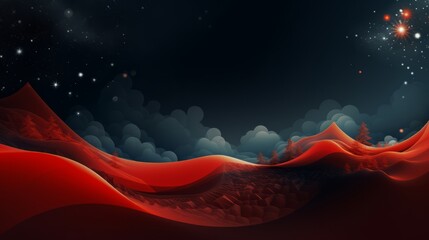Wall Mural - abstract red christmas background with snowflakes and geometrical wave shapes. particles and sprinkl