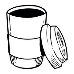 Poster - eco coffee cup drawn disposable