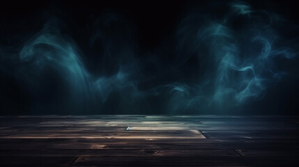Wall Mural - Background of Empty Dark Scene with Wooden Old Floor