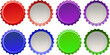 illustrierte Kronenkorken mit Vorder und Rückseite in verschiedenen Farben