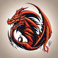 Wall Mural - A logo for a business or sports team featuring a fictional fierce fire breathing dragon cartoon that is suitable for a t-shirt graphic.