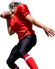 Poster - Digital png photo of american football player player throwing ball on transparent background