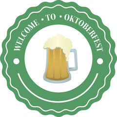 Digital png illustration of green sign with welcome to oktoberfest text on transparent background