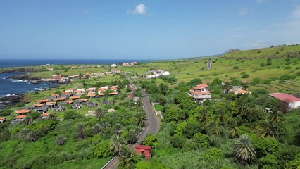 Wall Mural - Cidade Velha Aerial View. The oldest city in the Republic of Cape Verde. Santiago Island Landscape. The Republic of Cape Verde is an island country in the Atlantic Ocean. Africa.