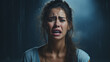 Beautiful young woman crying desperate and depressed with tears on her eyes suffering pain and depression.