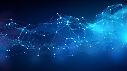 Abstract blue background. Network connection structure. Grid.