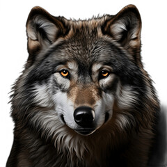  Gray wolf isolated on white background 