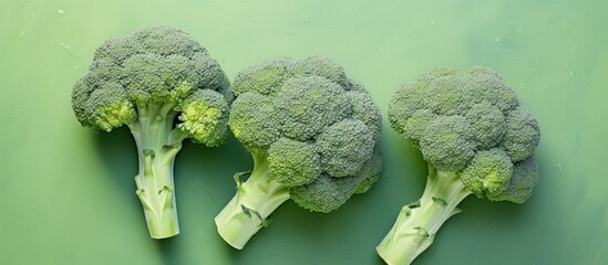 Aufkleber - New green broccoli available for purchase isolated pastel background Copy space
