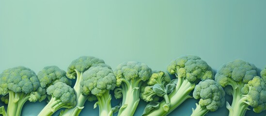 Aufkleber - New green broccoli available for purchase isolated pastel background Copy space