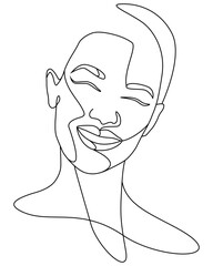 Wall Mural - The face is a line. Portrait of a woman. Face, solid drawing of lines.