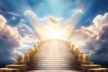 Stairs To Heavenly Gate For Reward, Success And Happiness. Elevate Inclusiveness For Glorious End. Generative AI