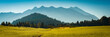 Weg im Feld und Berge im Karwendel Gebirge - Panorama