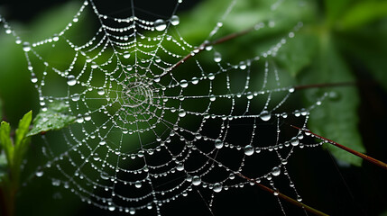 spider web with dew