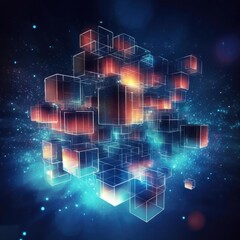 Wall Mural - big data center concept, cloud database, server power plant future. data transmission technology. sy