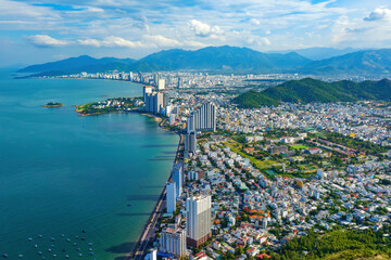 Wall Mural - Beautiful Scenery of Nha Trang, a Tropical Coastal Vacation Paradise in Vietnam, Southeast Asia.