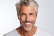 Closeup Portrait Captures The Captivating Smile Of Mature Man With Impeccable Teeth, Making Him Ideal Choice For Dental Advertisement, With Stylish Hair And Strong Jawlin