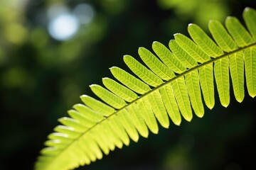 a fern leaf illuminated by soft sunlight