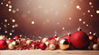 Weihnachten und Advent, Dekorativer Hintergrund mit Christbaumkugeln und Tannenzweigen