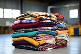 Fototapeta  - stack of blankets ready for donation