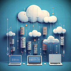 Cloud data storage, database concept illustration. Generative AI